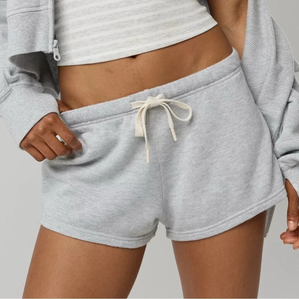 Aerie Keep It 100 Terry Shorts in Light Gray